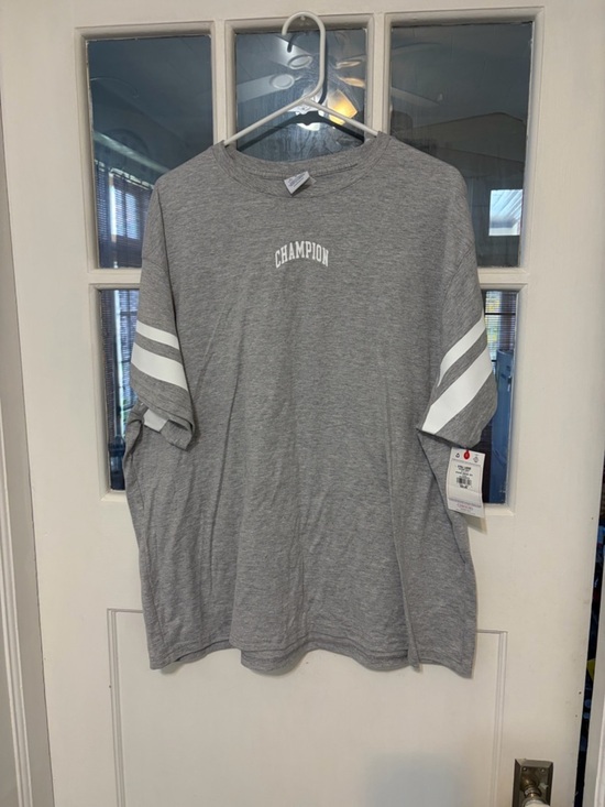 Champion Tops - Champion nwt Gray Short Sleeve Tee with White Sleeve Stripes